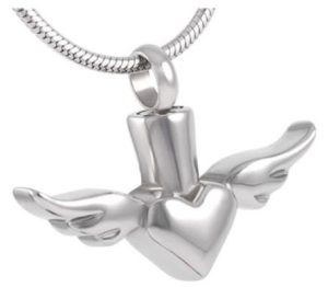 Stainless Steel Heart with Wings Pendant
